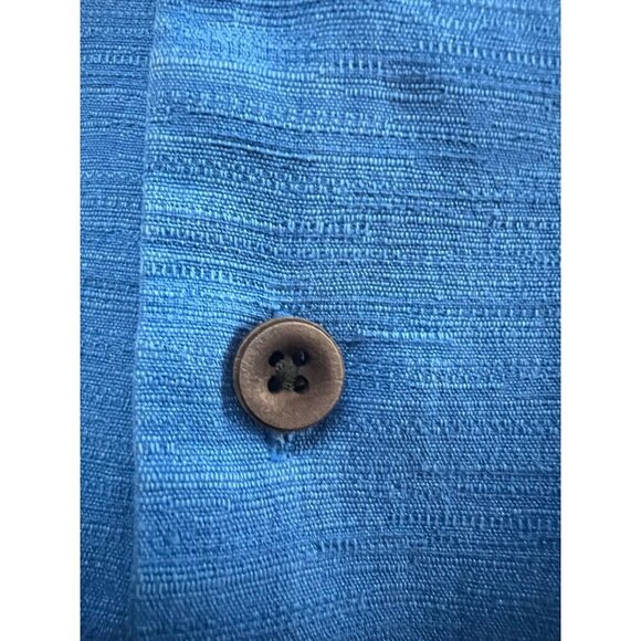 Jamaica Jaxx Mens Blue Silk Floral Hawaiian Button Up Shirt XL Pocket Relaxed - Picture 5 of 7